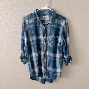 Kenneth Cole Reaction Blue Button Down Plaid